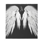 ANGEL WINGS Black Custom Monogram Notizblock (Vorderseite)
