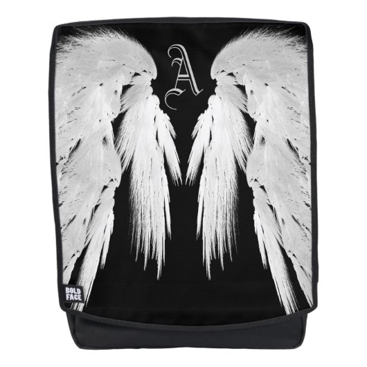 ANGEL WINGS Black Custom Monogram Rucksack (Vorderseite)