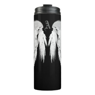 ANGEL WINGS Black Custom Monogram Thermosbecher