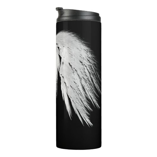 ANGEL WINGS Black Custom Monogram Thermosbecher (Nach rechts gedreht)