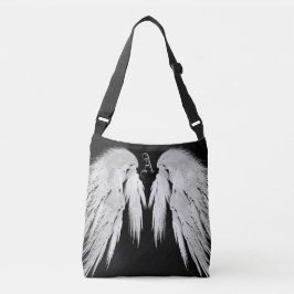 ANGEL WINGS Black Custom Monogram Tragetaschen Mit Langen Trägern