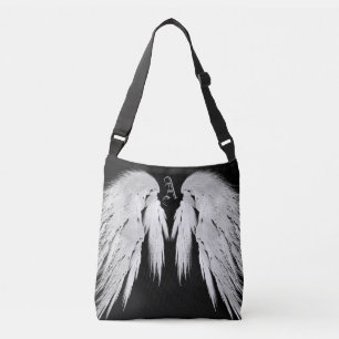 ANGEL WINGS Black Custom Monogram Tragetaschen Mit Langen Trägern