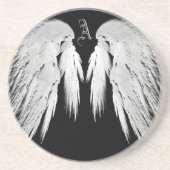 ANGEL WINGS Black Custom Monogram Untersetzer (Vorne)