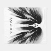 ANGEL WINGS Black Gray Monogram Fleecedecke (Vorderseite (Horizontal))