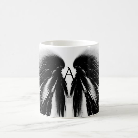 ANGEL WINGS Black Gray Monogram Kaffeetasse (Mittel)