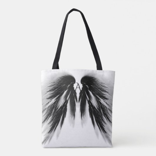 ANGEL WINGS Black Gray Monogram Tasche (Rückseite)