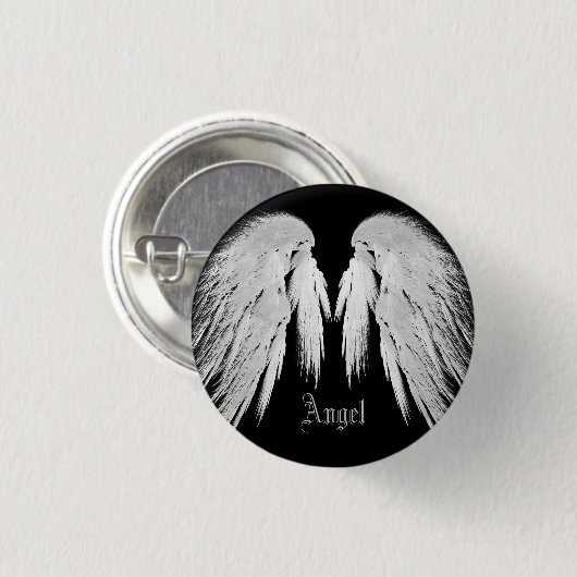 ANGEL WINGS Black Individuelle Name Button (Vorne & Hinten)