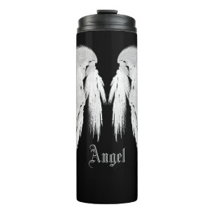 ANGEL WINGS Black Individuelle Name Thermosbecher
