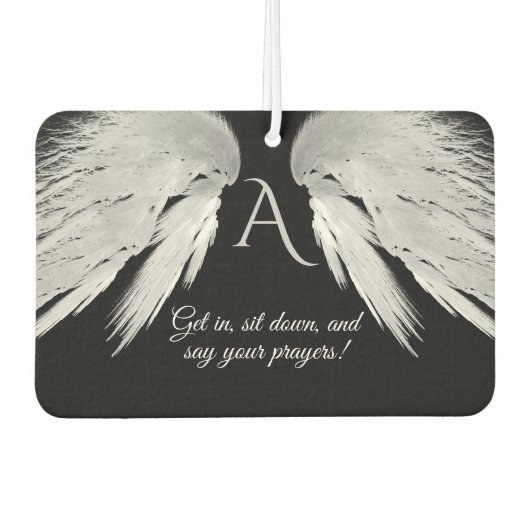 ANGEL WINGS Black Monogram Funny Autolufterfrischer (Vorderseite)
