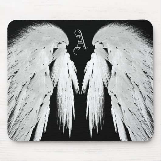 ANGEL WINGS Black Monogram Mousepad (Vorne)