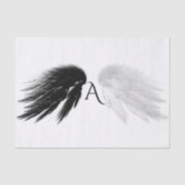 ANGEL WINGS Black + White Monogram Seidenpapier (Vorderseite)