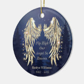Angel Wings Blue Memorial Erinnerung Weihnachten Keramik Ornament (Links)