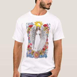 Angel Wings Blume und Feathers T-Shirt