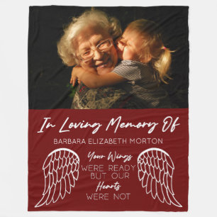 Angel Wings Burgundy Custom Foto Memorial Geschenk Fleecedecke