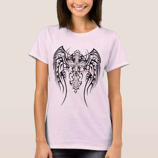 Angel Wings Cross Pattern T-Shirt (Vorderseite)