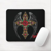 Angel Wings, Cross und Rose Mousepad (Mit Mouse)