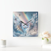 Angel Wings Crystal Heart Quadratische Wanduhr (Zuhause)