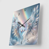 Angel Wings Crystal Heart Quadratische Wanduhr (Winkel)
