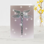 Angel Wings Dragonfly of Light mit blauen Akzenten Karte (Gelbe Blume)