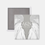 ANGEL WINGS Elegant Gray Save the Date Magnet (Vorderseite/Rückseite)