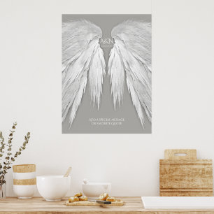 ANGEL WINGS Elegant Gray Wedding Poster