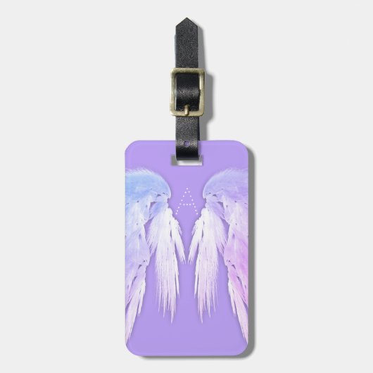 ANGEL WINGS Fairy Lila Monogram Gepäckanhänger (Vorderseite vertikal)