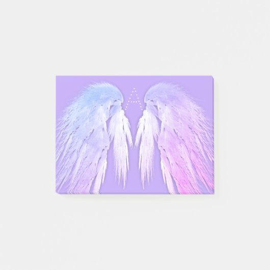 ANGEL WINGS Fairy Lila Monogram Post-it Klebezettel (Vorderseite)