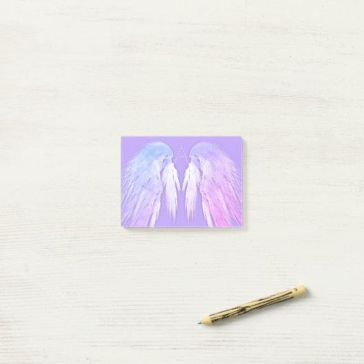 ANGEL WINGS Fairy Lila Monogram Post-it Klebezettel (Auf Schreibtisch)