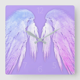 ANGEL WINGS Fairy Lila nummeriert Quadratische Wanduhr