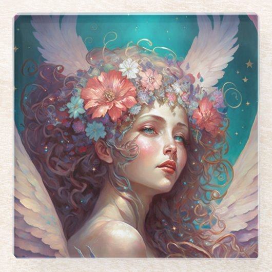 Angel Wings Fantasy Art Glasuntersetzer (Vorderseite)