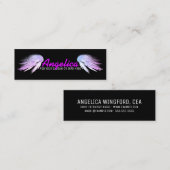 ANGEL WINGS Fantasy Lila auf Black Mini Visitenkarte (Vorne/Hinten)