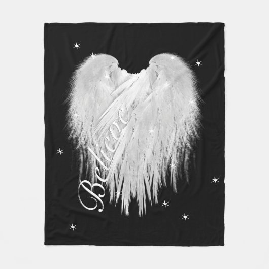 ANGEL WINGS 'Glauve' Heart Black Starry Fleecedecke (Vorderseite)