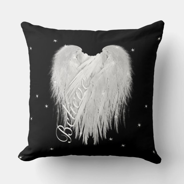 ANGEL WINGS 'Glauve' Heart Black Starry Kissen (Vorderseite)