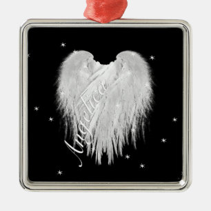 ANGEL WINGS 'Glauve' Heart Black Starry Silbernes Ornament