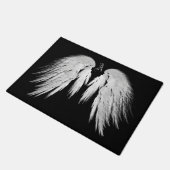 ANGEL WINGS Gray Touched Feathers Custom Monogram Fußmatte (Schrägansicht)
