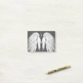 ANGEL WINGS Gray Touched Feathers Custom Monogram Post-it Klebezettel (Auf Schreibtisch)