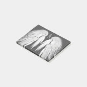 ANGEL WINGS Gray Touched Feathers Custom Monogram Post-it Klebezettel (angewinkelt)