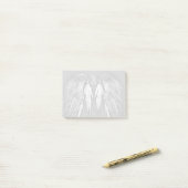 ANGEL WINGS Gray Touched Feathers Custom Monogram Post-it Klebezettel (Auf Schreibtisch)