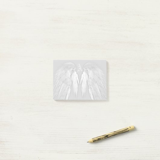 ANGEL WINGS Gray Touched Feathers Custom Monogram Post-it Klebezettel (Auf Schreibtisch)