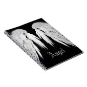 ANGEL WINGS Gray Touched Feathers Custom Name Notizblock (Rechte Seite)