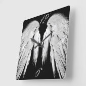 ANGEL WINGS Gray Touched Feathers Custom Numbers Quadratische Wanduhr (Winkel)