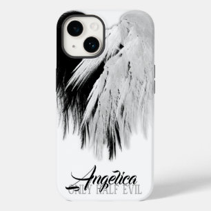 ANGEL WINGS HEART Black+White Nur halb böse Funny Case-Mate iPhone 14 Hülle