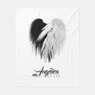 ANGEL WINGS HEART Black+White Nur halb böse Funny Fleecedecke