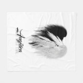 ANGEL WINGS HEART Black+White Nur halb böse Funny Fleecedecke (Vorderseite (Horizontal))