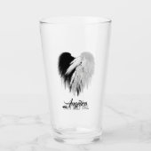 ANGEL WINGS HEART Black+White Nur halb böse Funny Glas (Vorderseite)
