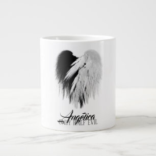 ANGEL WINGS HEART Black+White Nur halb böse Funny Jumbo-Tasse