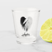ANGEL WINGS HEART Black+White Nur halb böse Funny Schnapsglas (Vorderseite)