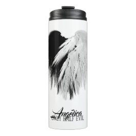 ANGEL WINGS HEART Black+White Nur halb böse Funny Thermosbecher