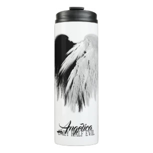 ANGEL WINGS HEART Black+White Nur halb böse Funny Thermosbecher