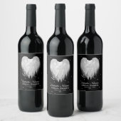ANGEL WINGS Heart Starry Night Black Weinetikett (Flaschen)